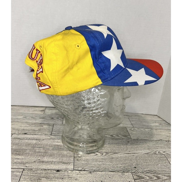 Vintage Global Caps Venezuela Flag Yellow Red & Blue Snapback Hat 90s NWT - Picture 3 of 8